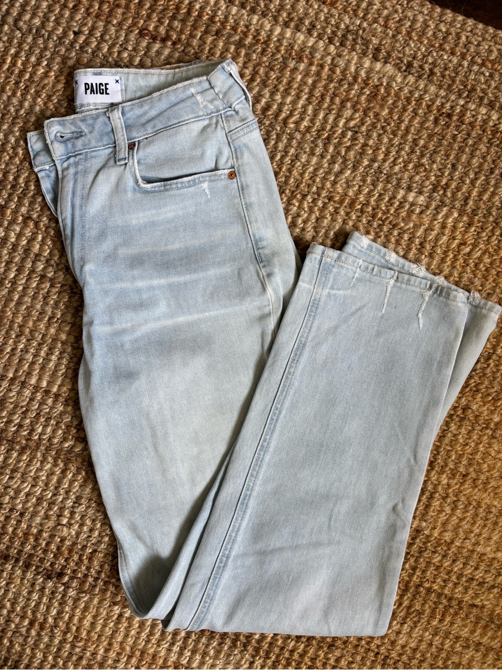 PAIGE Noella High Rise Straight Leg Light Wash Denim Jeans Size 25